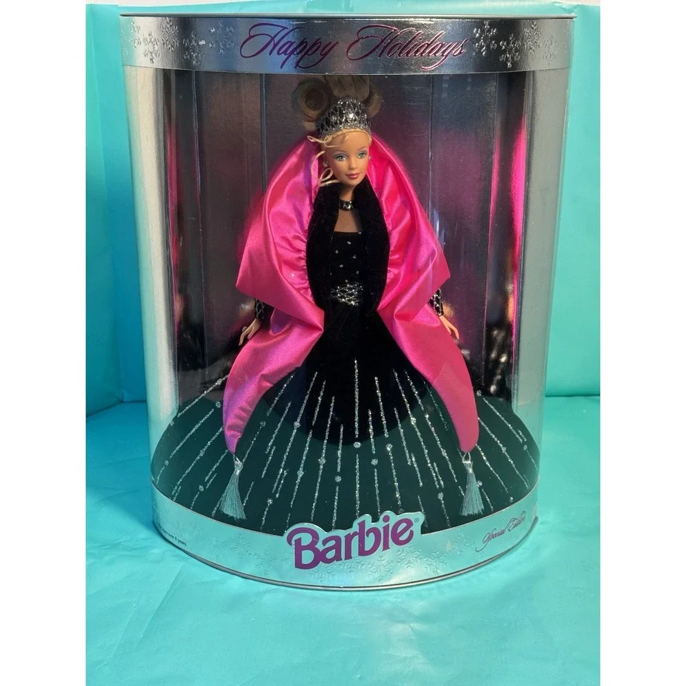 Brand New Vintage‎ 1998 Happy Holidays Barbie Collectible Pink Black Rare